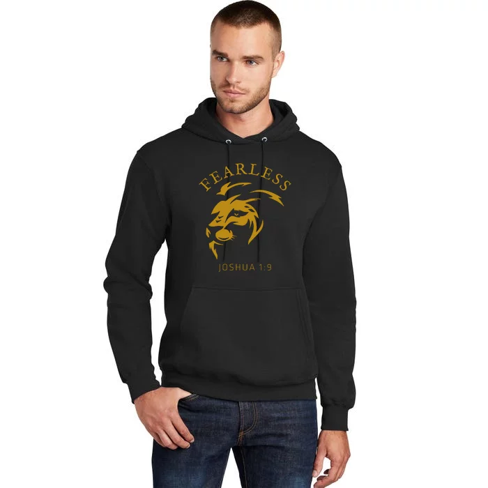 Christian Faith Fearless Joshua 1:9 Lion Of Judah Gift Tall Hoodie