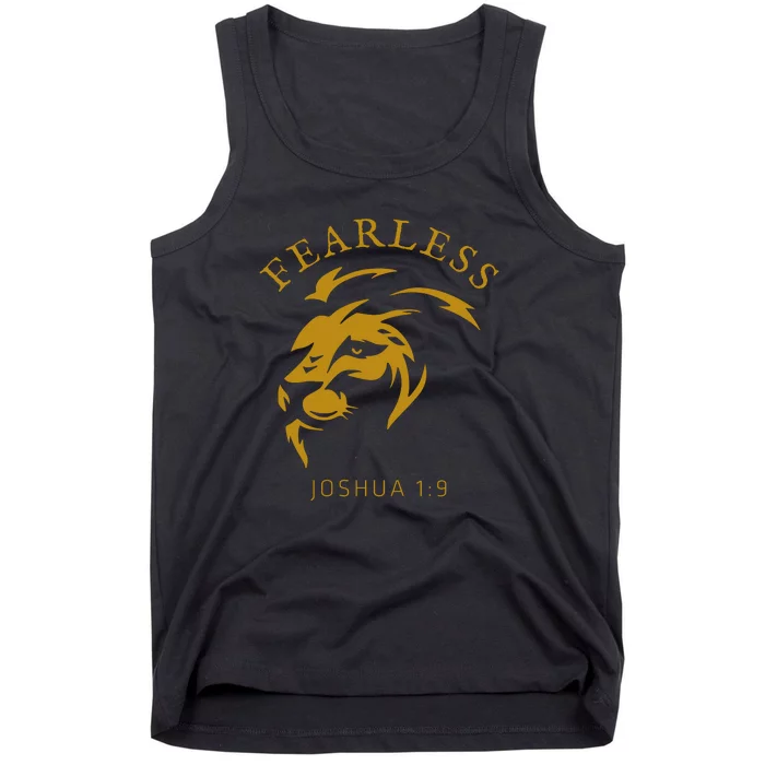 Christian Faith Fearless Joshua 1:9 Lion Of Judah Gift Tank Top