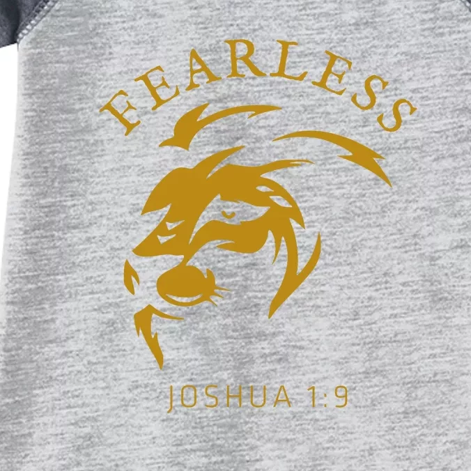 Christian Faith Fearless Joshua 1:9 Lion Of Judah Gift Infant Baby Jersey Bodysuit