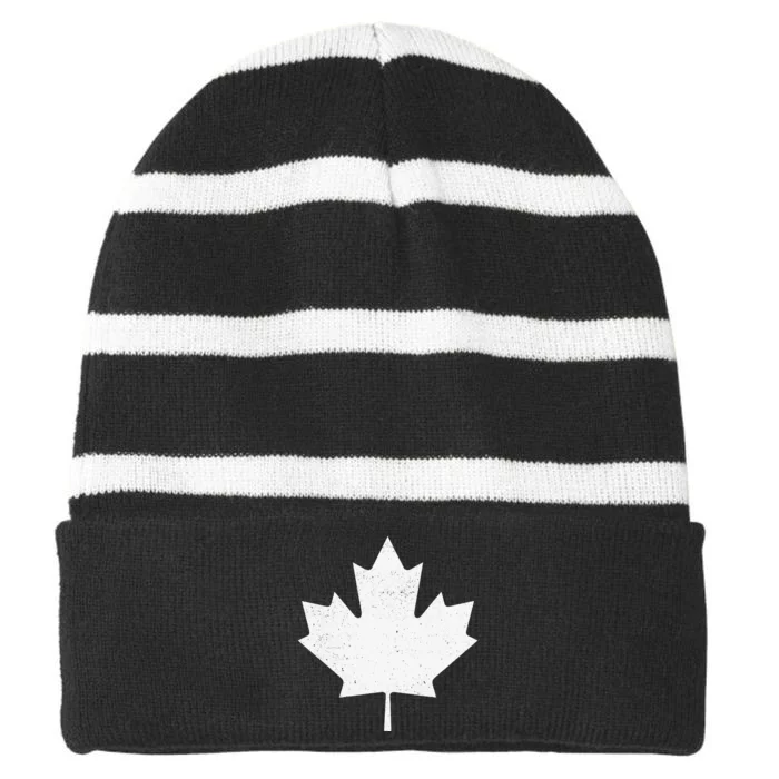 Canada Flag funny festival Striped Beanie with Solid Band