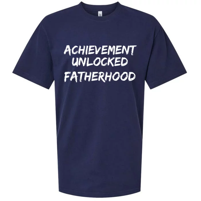 Cool First Father's Day Gift Achievet Unlocked Fatherhood Gift Sueded Cloud Jersey T-Shirt