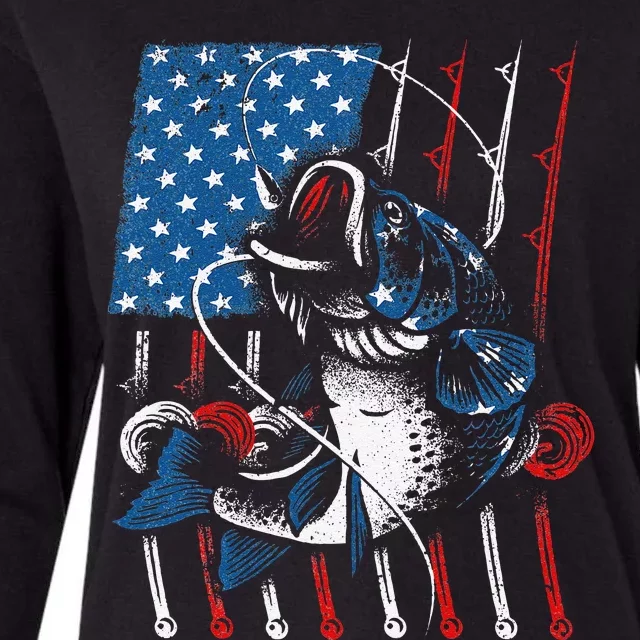 Cool Fishing For American Flag USA Fish Lover Gift Womens Cotton Relaxed Long Sleeve T-Shirt