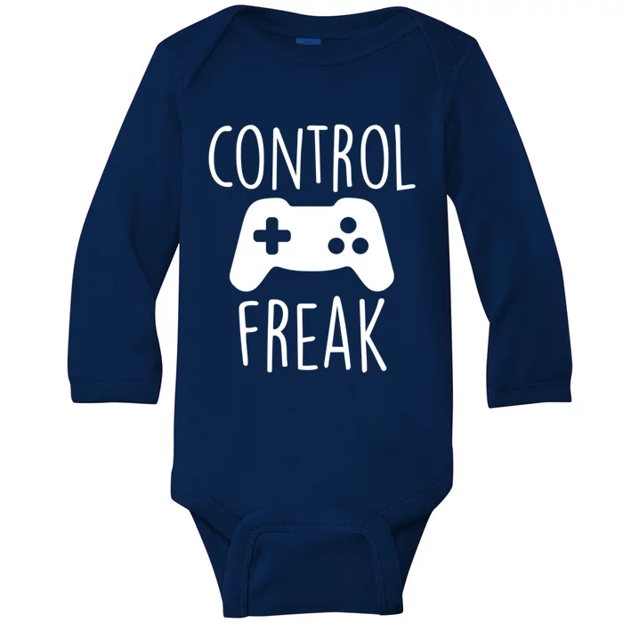 Control Freak Funny Video Game Player Joke Gaming Quote Pun Gift Baby Long Sleeve Bodysuit