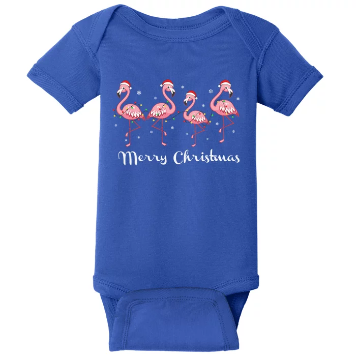 Christmas Funny Flamingo Pink Christmas Tree Xmas Gift Baby Bodysuit