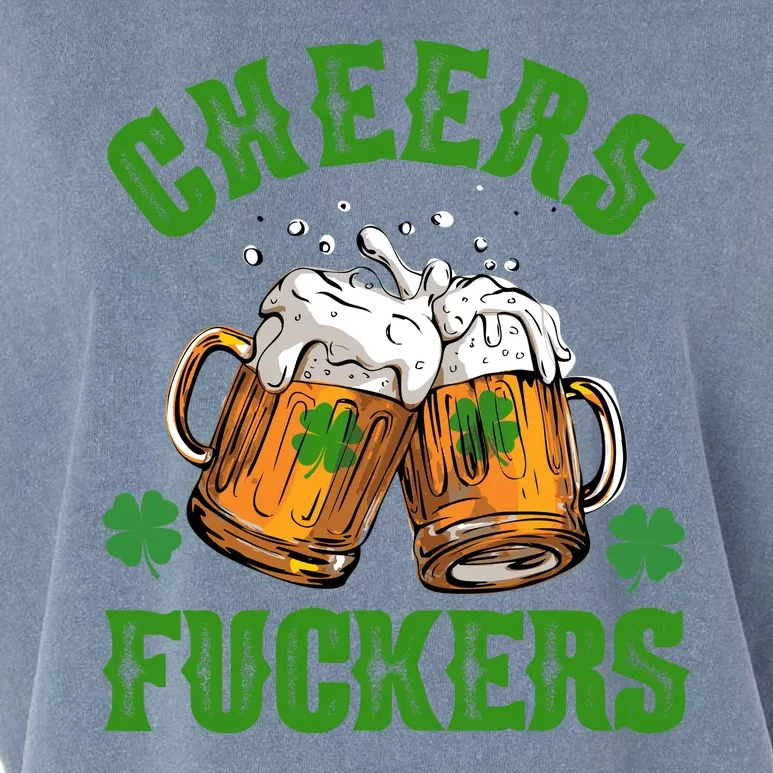 Cheers Fuckers Funny St Patrick's Day Beer Garment-Dyed Women's Muscle Tee