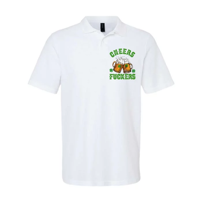 Cheers Fuckers Funny St Patrick's Day Beer Softstyle Adult Sport Polo