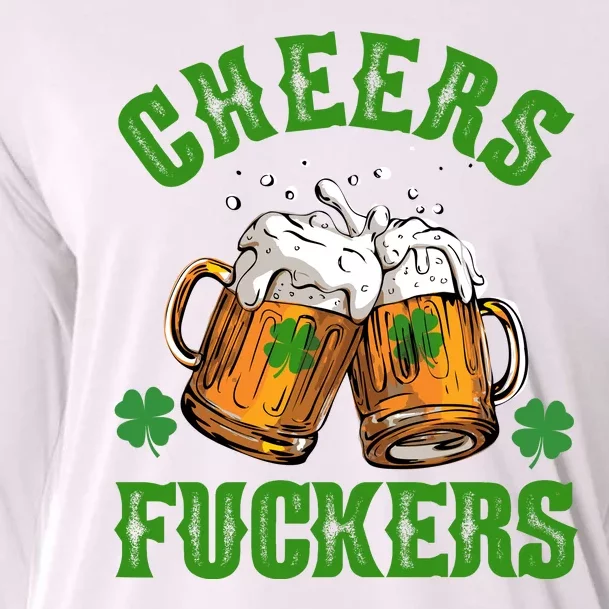 Cheers Fuckers Funny St Patrick's Day Beer Cooling Performance Long Sleeve Crew