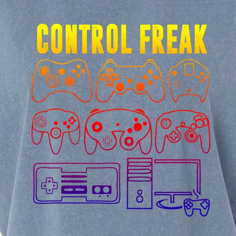 Control Freak Funny Video Game Player Quote Retro Controller Gift Garment-Dyed Women's Muscle Tee