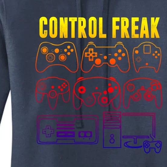 Control Freak Funny Video Game Player Quote Retro Controller Gift Women's Pullover Hoodie