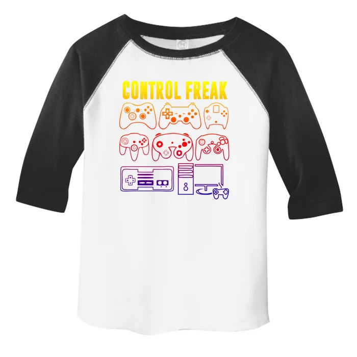 Control Freak Funny Video Game Player Quote Retro Controller Gift Toddler Fine Jersey T-Shirt