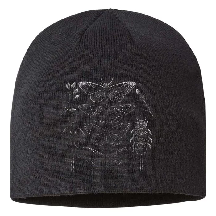 Cute Fairycore Floral Moth Aesthetic 8 1/2in Sustainable Knit Beanie