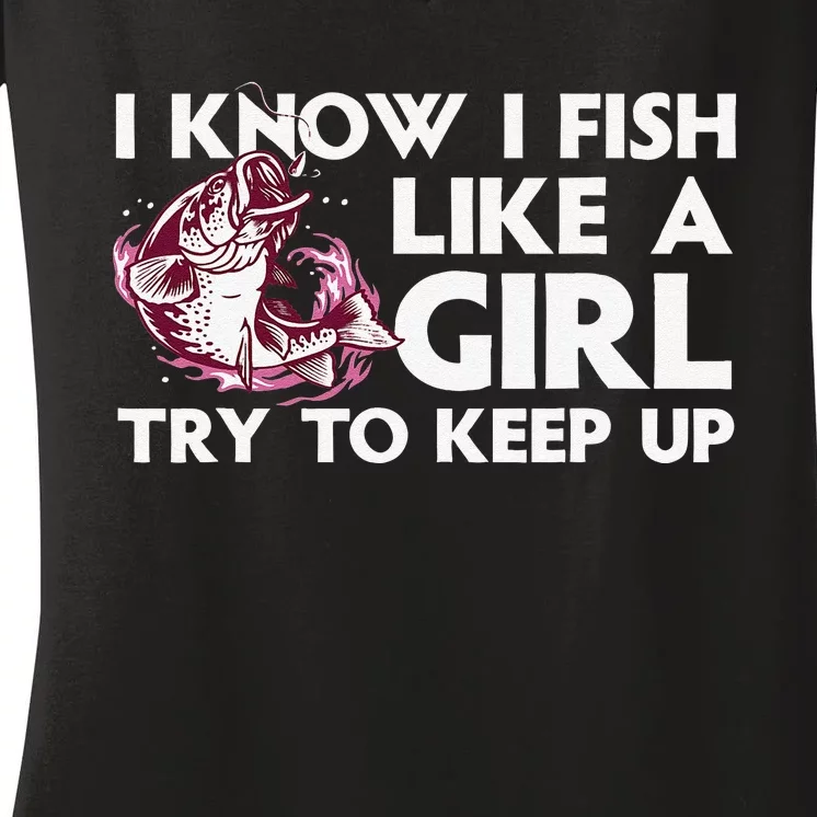 Cool Fishing For Trout Angler Bass Fish Hunting Women's V-Neck T-Shirt