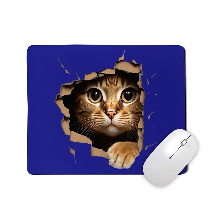 Cute kitten looks from torn fabric - Cats Mousepad