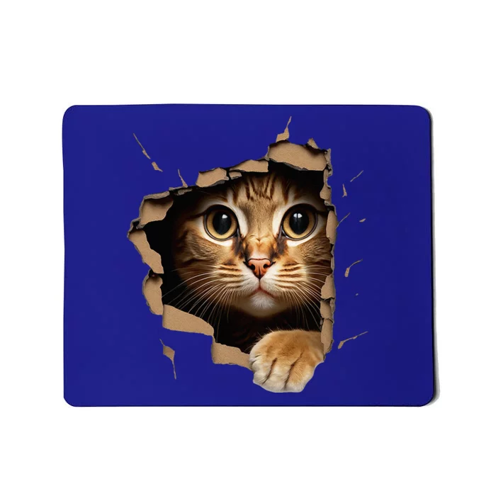 Cute kitten looks from torn fabric - Cats Mousepad