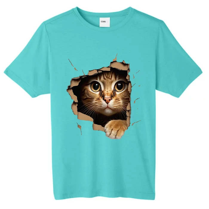 Cute kitten looks from torn fabric - Cats ChromaSoft Performance T-Shirt