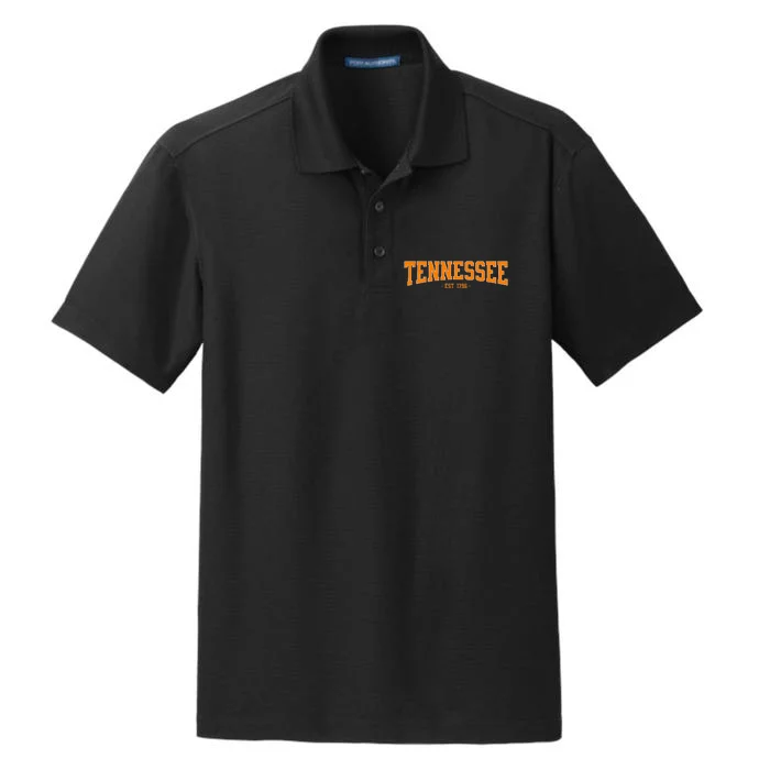 Classic TN Orange Print Retro Varsity Vintage Tennessee Dry Zone Grid Performance Polo