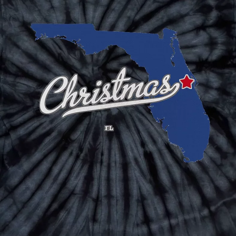 Christmas Florida FL Map Tie-Dye T-Shirt