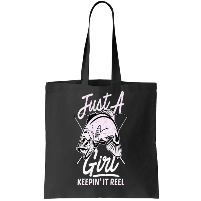 Cute Fishing Funny Keeping It Reel Wo Purple Pink Tote Bag