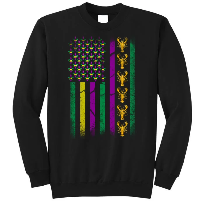 Crawfish Fleur-De-Lis Flag Mardi Gras Tall Sweatshirt