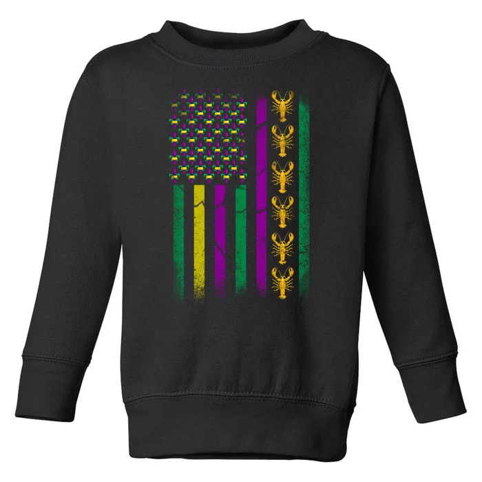 Crawfish Fleur-De-Lis Flag Mardi Gras Toddler Sweatshirt