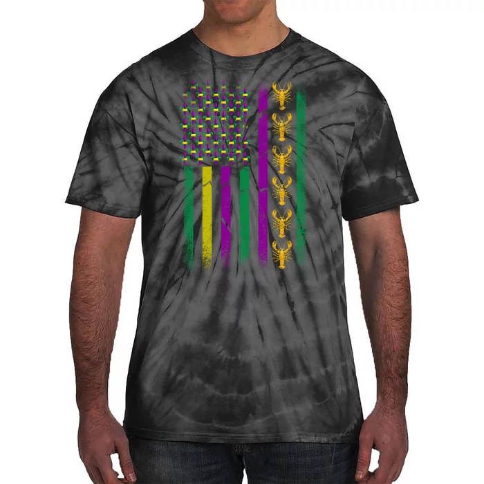 Crawfish Fleur-De-Lis Flag Mardi Gras Tie-Dye T-Shirt