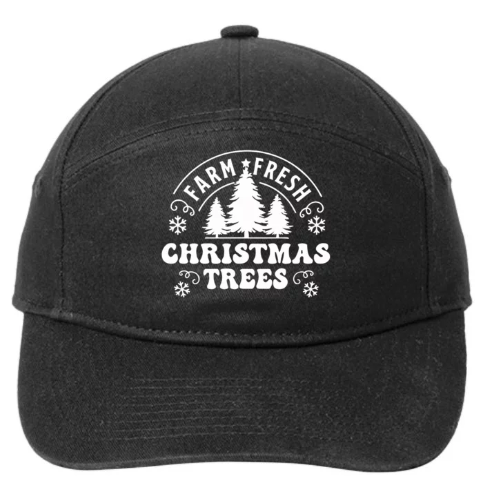 Christmas Farm Fresh Trees Retro Farmer 7-Panel Snapback Hat