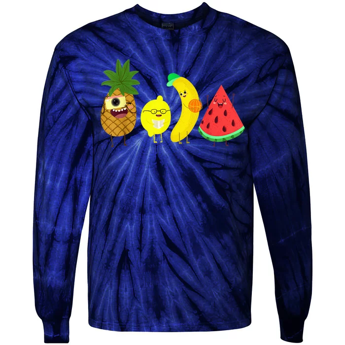 Cute Fruit Friends Family Summer Party Tie-Dye Long Sleeve Shirt