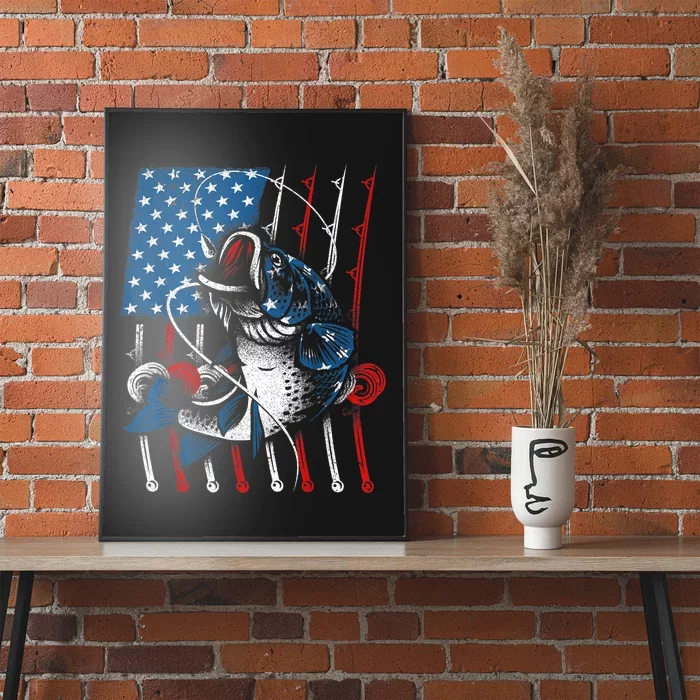 Cool Fishing For Wo American Flag USA Fish Lover Poster