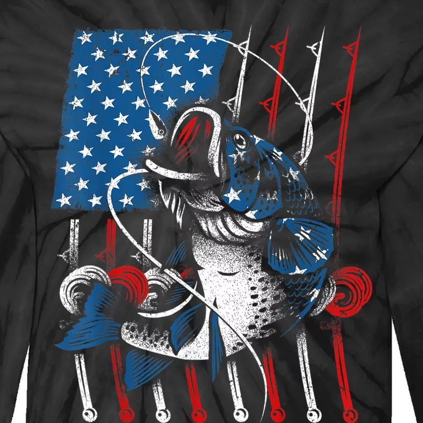 Cool Fishing For Wo American Flag USA Fish Lover Tie-Dye Long Sleeve Shirt