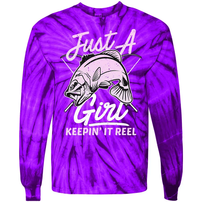 cute fishing funny keeping it reel purple pink Tie-Dye Long Sleeve Shirt