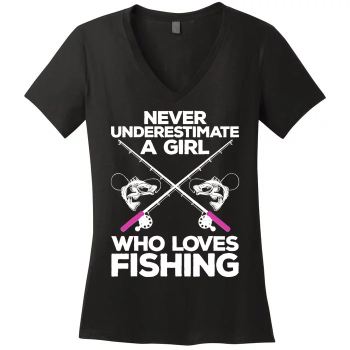 Cool Fishing For Wo Girl Fisherman Fish Lure Saltwater Women's V-Neck T-Shirt