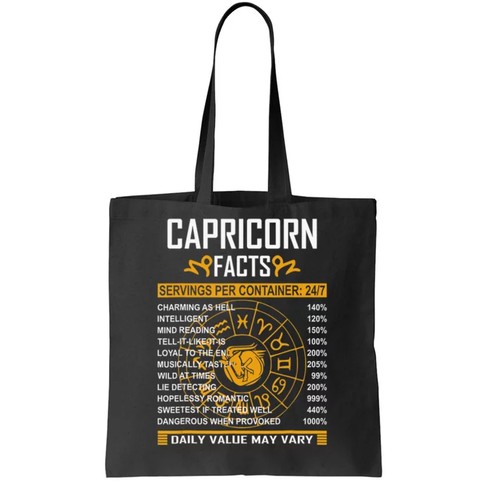 Capricorn Facts Funny Horoscope Astrology Born Birthday Tote Bag