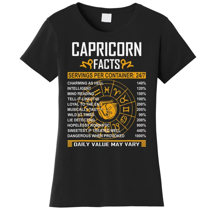 Capricorn Facts Funny Horoscope Astrology Born Birthday Women's T-Shirt