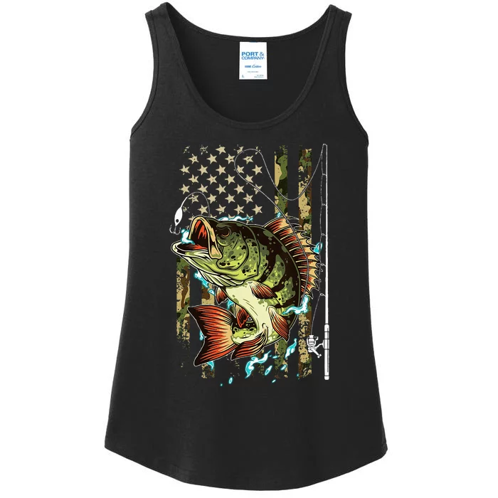 Cool Fishing For Women American Flag USA Fishing Lover Ladies Essential Tank