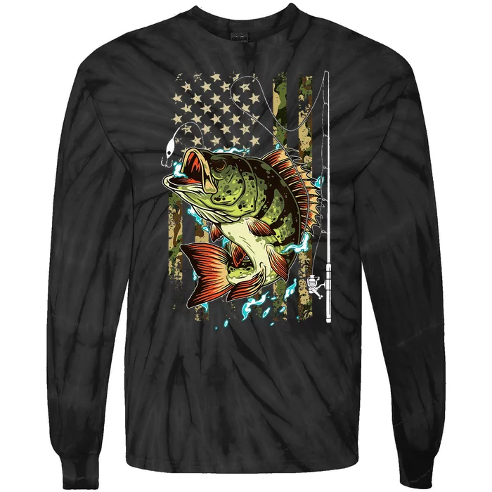 Cool Fishing For Women American Flag USA Fishing Lover Tie-Dye Long Sleeve Shirt