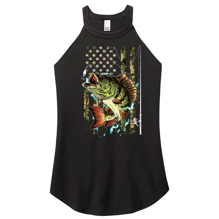 Cool Fishing For Women American Flag USA Fishing Lover Women’s Perfect Tri Rocker Tank