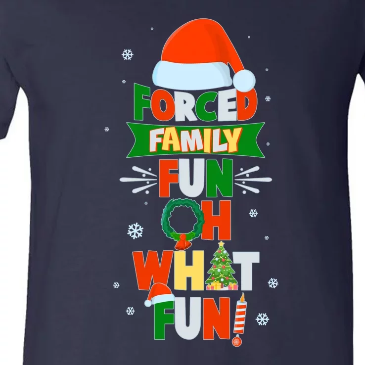 Christmas Forced Family Fun Oh What Fun V-Neck T-Shirt