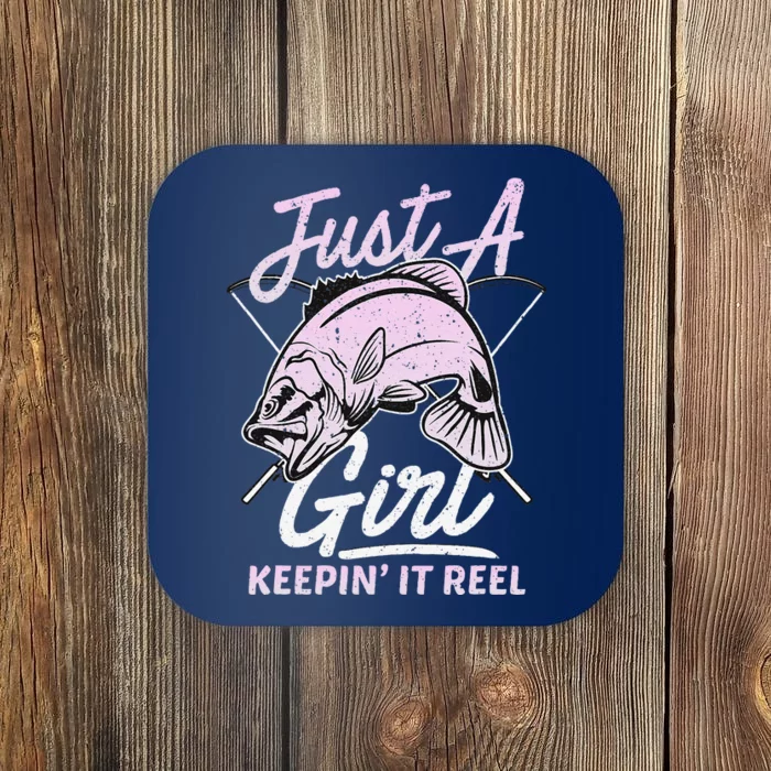 Cute Fishing Funny Keeping It Reel Women Girl Purple Pink Coaster