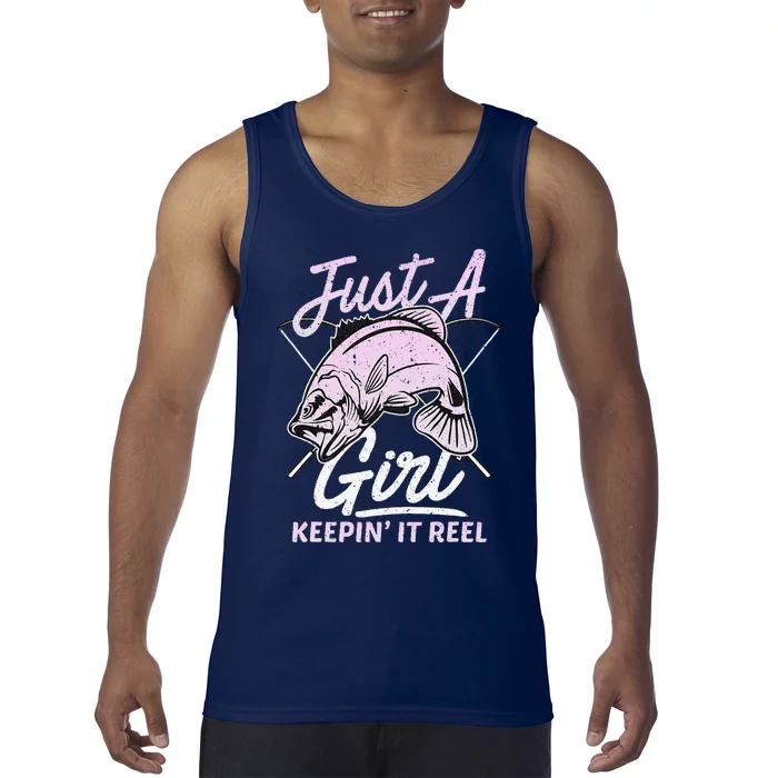 Cute Fishing Funny Keeping It Reel Women Girl Purple Pink Tank Top