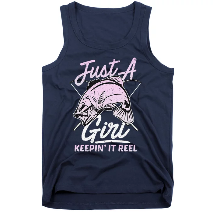 Cute Fishing Funny Keeping It Reel Women Girl Purple Pink Tank Top