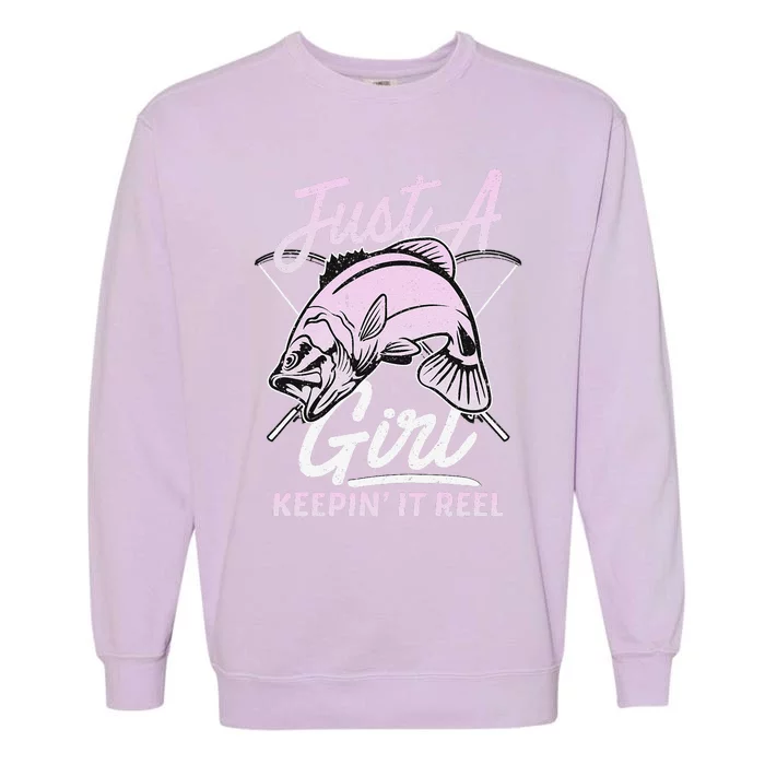 Cute Fishing Funny Keeping It Reel Women Girl Purple Pink Garment-Dyed Sweatshirt