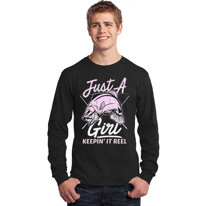 Cute Fishing Funny Keeping It Reel Purple Pink Long Sleeve Shirt