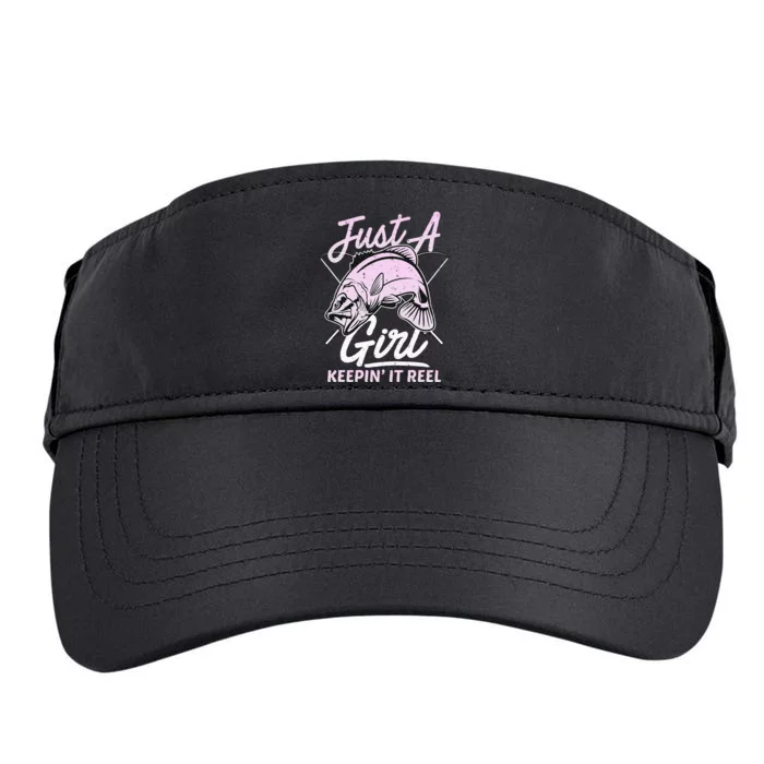 Cute Fishing Funny Keeping It Reel Purple Pink Adult Drive Performance Visor