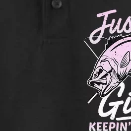 Cute Fishing Funny Keeping It Reel Purple Pink Dry Zone Grid Performance Polo