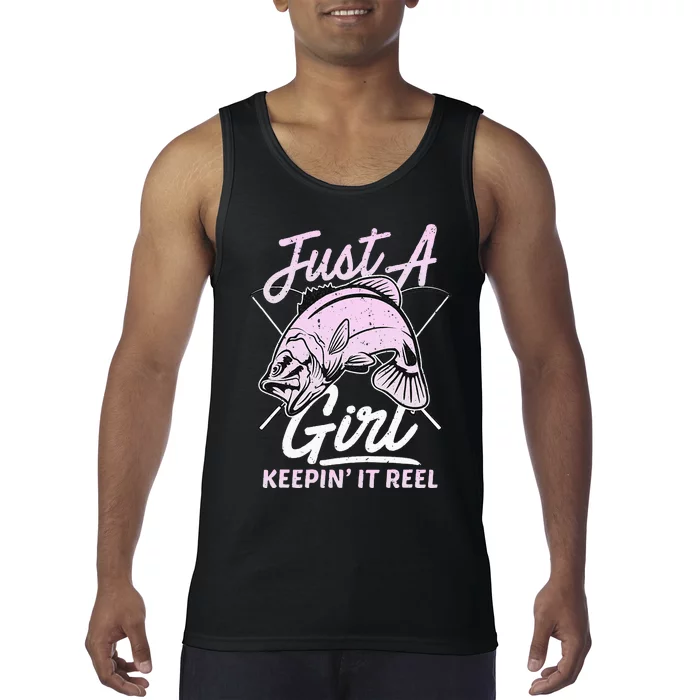 Cute Fishing Funny Keeping It Reel Purple Pink Tank Top