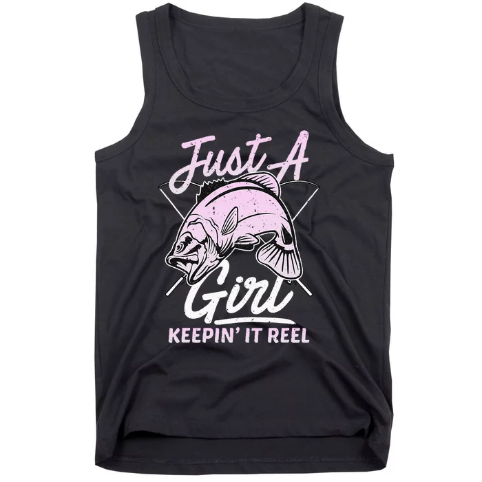 Cute Fishing Funny Keeping It Reel Purple Pink Tank Top