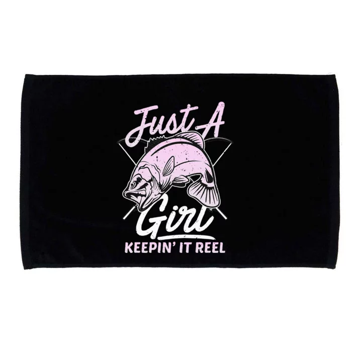 Cute Fishing Funny Keeping It Reel Purple Pink Microfiber Hand Towel