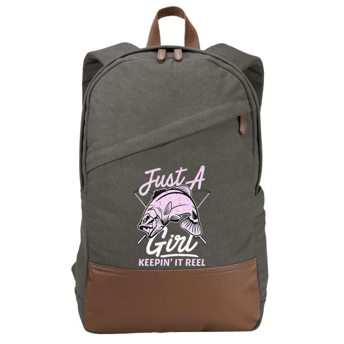 Cute Fishing Funny Keeping It Reel Purple Pink Cotton Canvas Backpack