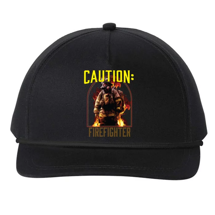 Caution Firefighter Fire Rescue Fire Firefighting Gift Snapback Five-Panel Rope Hat