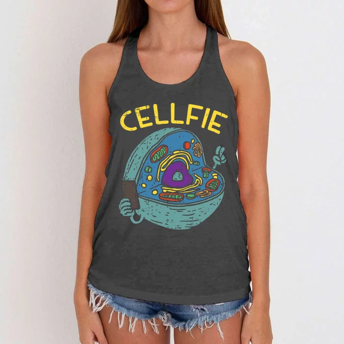 Cell Fie Funny Science Biology Teacher Women's Knotted Racerback Tank